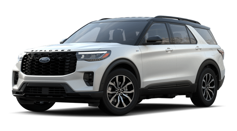 2025 Star White Metallic Tri-Coat Ford Explorer ST-Line RWD SUV