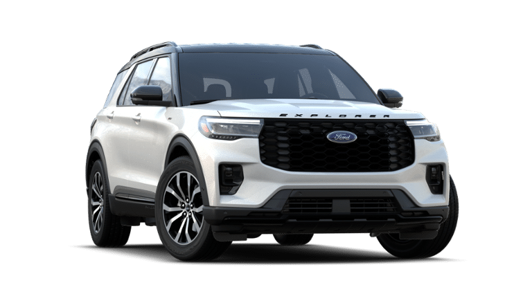 2025 Star White Metallic Tri-Coat Ford Explorer ST-Line RWD SUV